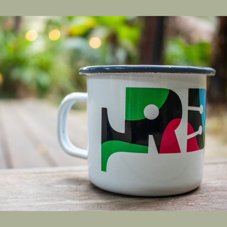 Enamel cup-Riddim Brass & Mas logo